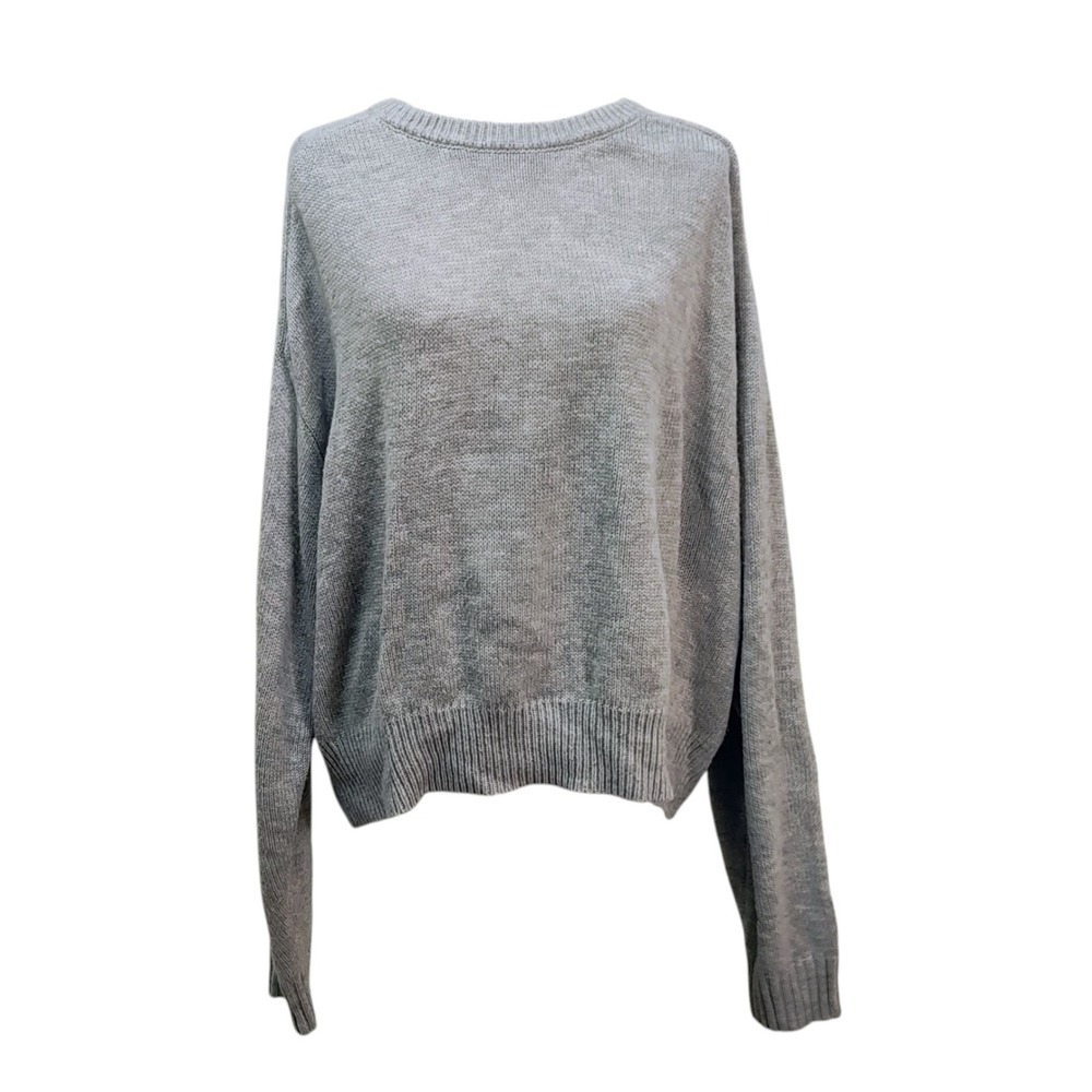 Elodie Knit Sweater Gray Crew Neck Long Sleeve Casual Size Large‎